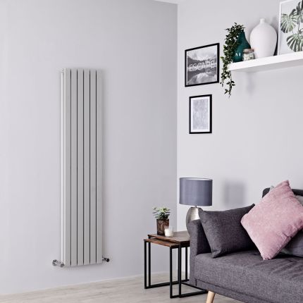 Milano Capri - Silver Flat Panel Vertical Designer Radiator - 1600mm x 354mm (Double Panel)