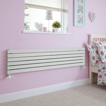 Milano Capri - Silver Flat Panel Horizontal Designer Radiator - 1600mm x 354mm (Double Panel)