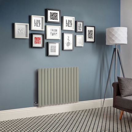 Milano Aruba Electric - Sage Leaf Green Horizontal Designer Radiator - 635mm Tall - Choice of Size, Thermostat and Cable Cover