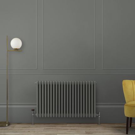 Milano Windsor - Horizontal Traditional Triple Column Radiator - Choice of Grey Finishes and Sizes