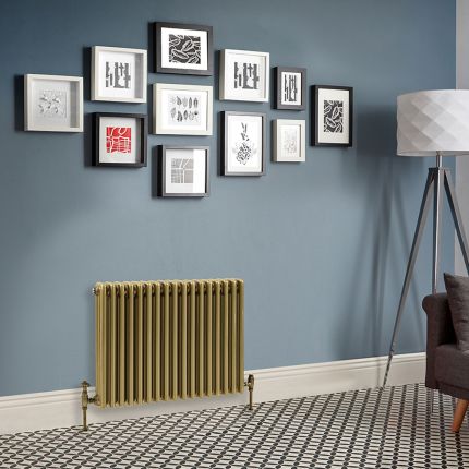 Milano Windsor - Natural Brass Horizontal Traditional Triple Column Radiator - Choice of Size