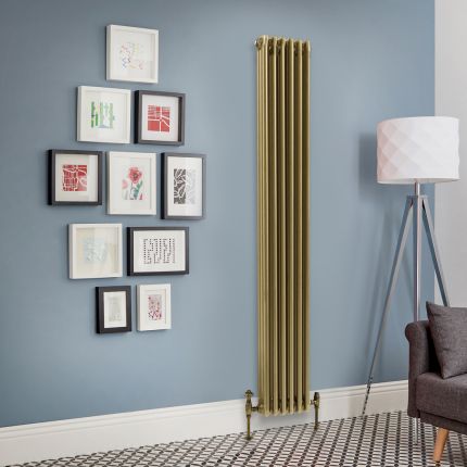 Milano Windsor - Natural Brass 1800mm Vertical Traditional Triple Column Radiator - Choice of Size