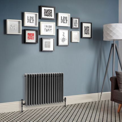 Milano Windsor - Pewter Horizontal Traditional Triple Column Radiator - Choice of Size