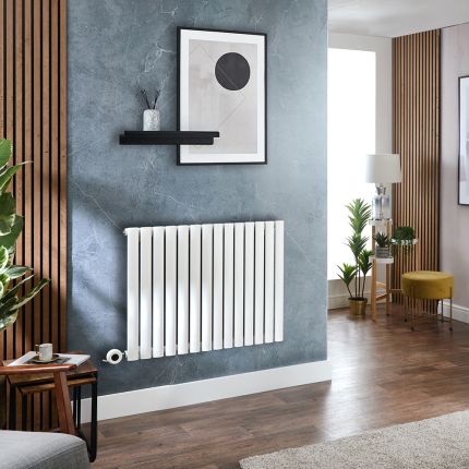 Milano x ECOSO Aruba Electric - White Horizontal Designer Radiator - 635mm x 826mm (Single Panel) - with Wi-Fi Thermostatic Heating Element