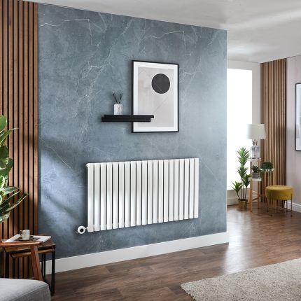 Milano x ECOSO Aruba Electric - White Horizontal Designer Radiator - 635mm x 1180mm (Single Panel) - with Wi-Fi Thermostatic Heating Element