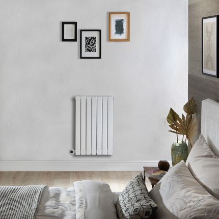 Milano x ECOSO Capri Electric - White Flat Panel Horizontal Designer Radiator - 635mm x 413mm (Single Panel) - with Wi-Fi Thermostatic Heating Element