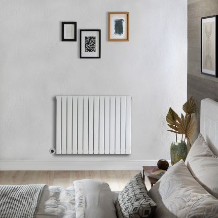Milano x ECOSO Capri Electric - White Flat Panel Horizontal Designer Radiator - 635mm x 826mm (Single Panel) - with Wi-Fi Thermostatic Heating Element