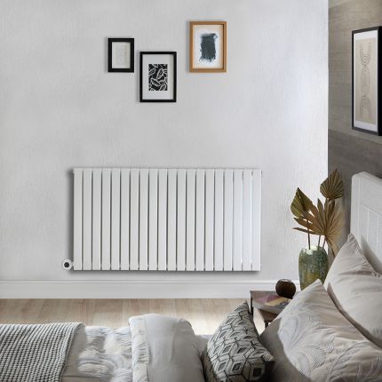 Milano x ECOSO Capri Electric - White Flat Panel Horizontal Designer Radiator - 635mm x 1180mm (Single Panel) - with Wi-Fi Thermostatic Heating Element