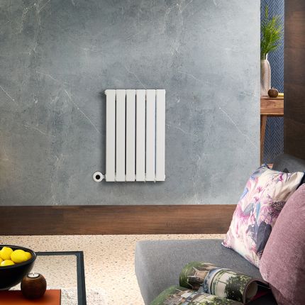 Milano x ECOSO Alpha Electric - White Horizontal Flat Panel Designer Radiator - 635mm x 420mm (Single Panel) - with Wi-Fi Thermostatic Heating Element
