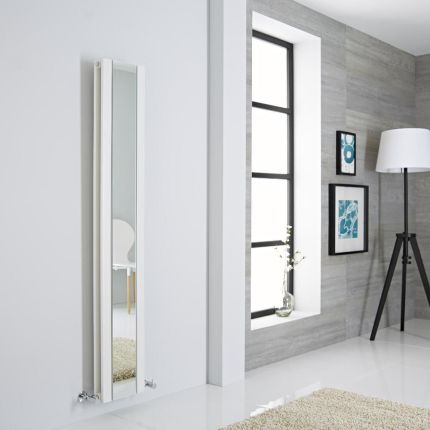 Milano Icon - White Vertical Designer Radiator with Mirror - Choice of Size