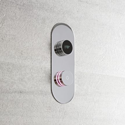 Milano Vis - 2 Outlet Twin Valve Digital Shower Control System - Chrome - Choice of Backplate