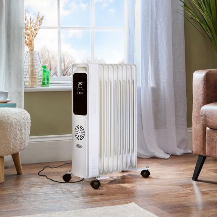 ECOSO Ellis - Modern Electric Portable Oil Filled Radiator with Turbo Fan - Choice of Wattage and Finish