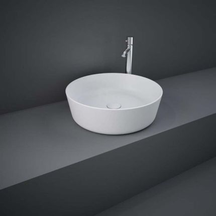 RAK Feeling - Matt White Modern Round Countertop Basin - 420mm (No Tap-Holes)