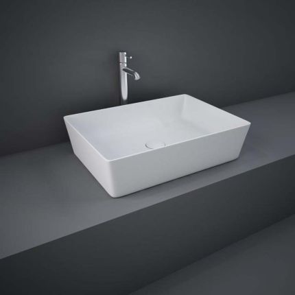 RAK Feeling - Matt White Modern Rectangular Countertop Basin - 500mm x 360mm (No Tap-Holes)