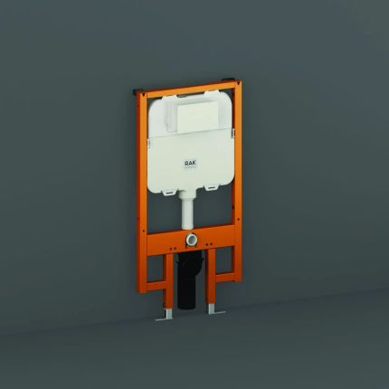 RAK Ecofix - 80mm Slimline Front Flush Regular Concealed Cistern with Tall Metal Frame for Wall Hung Toilets - Choice of Flush Plates