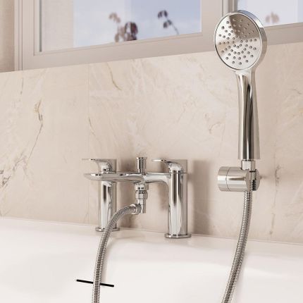 Crosswater Fuse - 2-Hole Deck Mounted Bath Shower Mixer Tap with Handset - Choice of Finish