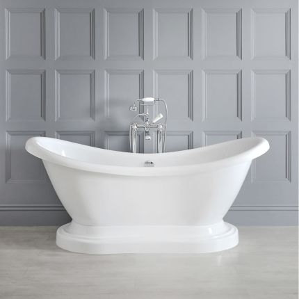Milano Towneley - 1750mm x 730mm Double Ended Freestanding Bath with Base