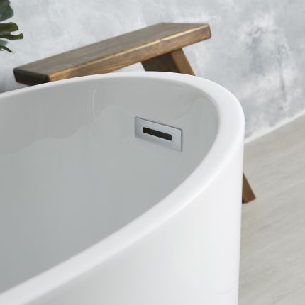Milano Overton - White Modern Freestanding Slipper Bath - Choice of Size and Overflow Finish