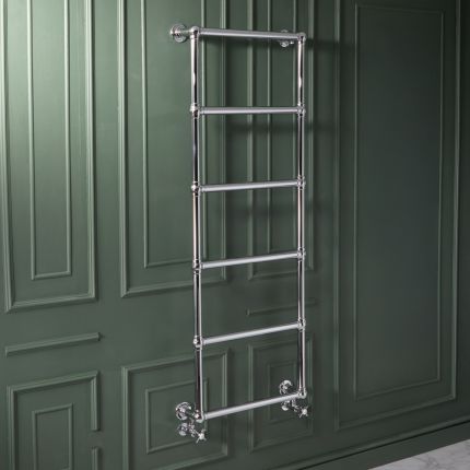 Milano Derwent - Chrome Traditional Minimalist Heated Towel Rail - 1550mm x 600mm