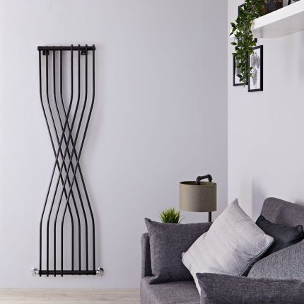 Milano Xcite - Black Vertical Designer Radiator - 1770mm x 450mm
