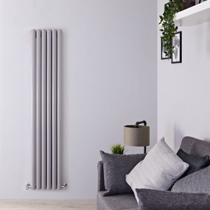 Milano Aruba - Silver Vertical Designer Radiator - 1800mm x 354mm (Double Panel)