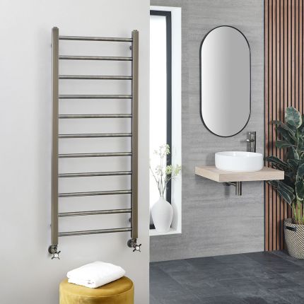 Milano Ezra - Dark Gold Stainless Steel Flat Heated Towel Rail - Choice of Size