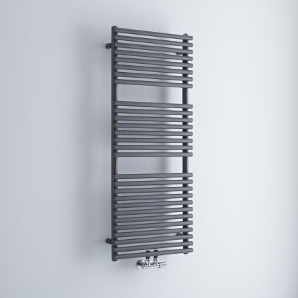 Milano Via - Anthracite Central Connection Bar on Bar Heated Towel Rail - Choice of Size