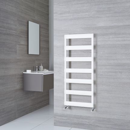 Milano Passo - Aluminium White Designer Heated Towel Rail - 1190mm x 500mm