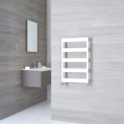 Milano Passo - Aluminium White Heated Towel Rail - 790mm x 500mm