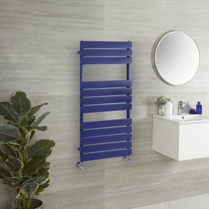 Milano Lustro - Designer Deep Sea Blue Flat Panel Heated Towel Rail - Choice of Size