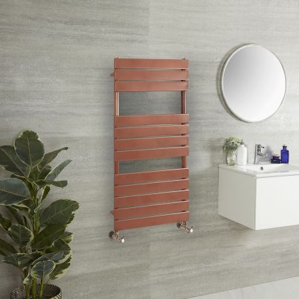 Milano Lustro - Designer Metallic Copper Flat Panel Heated Towel Rail - Choice of Size