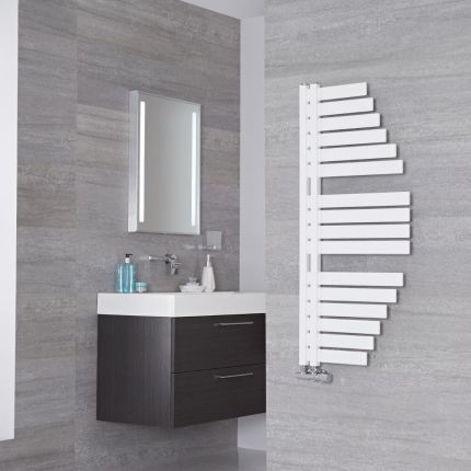 Lazzarini Way Spinnaker - Mineral White Designer Heated Towel Rail - 1100mm x 483mm