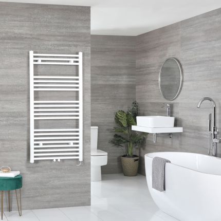 Milano x ECOSO Neva - Electric White Heated Towel Rail - Choice of Size and Heating Element
