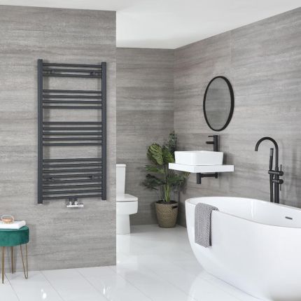 Milano Neva - Anthracite Central Connection Heated Towel Rail - Choice of Size