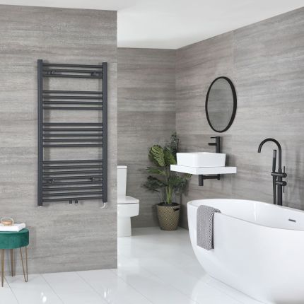 Milano x ECOSO Neva - Electric Anthracite Heated Towel Rail - Choice of Size and Heating Element