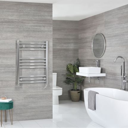 Milano Kent Electric - Chrome Curved Heated Towel Rail - 800mm x 500mm