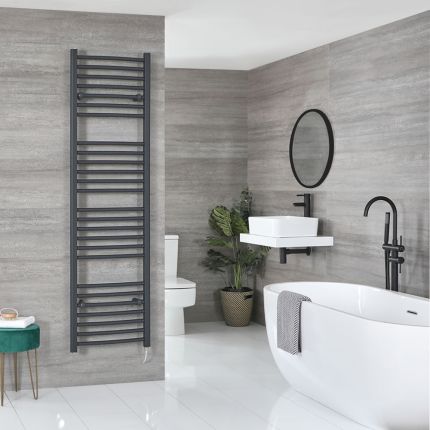 Milano Artle Electric - Anthracite Curved Heated Towel Rail - 1800mm x 500mm