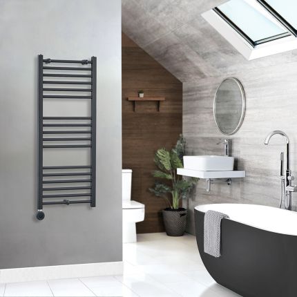Milano x ECOSO Artle Electric - Anthracite Curved Heated Towel Rail - Choice of Size and Heating Element