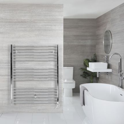 Milano Kent Electric - Chrome Straight Heated Towel Rail - 1200mm x 1000mm