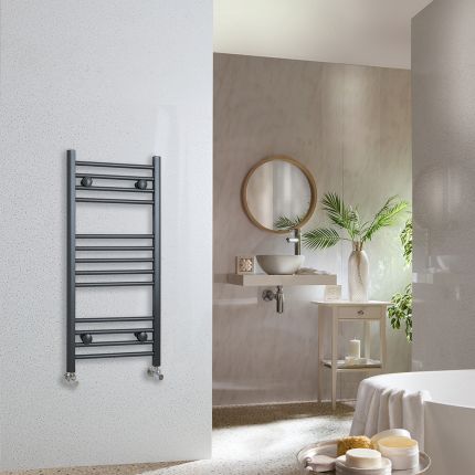 Milano Ive - Carbon Grey Straight Heated Towel Rail - Choice of Size