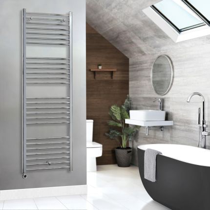 Milano Kent - Electric Chrome Straight Heated Towel Rail - Choice of Size and Heating Element