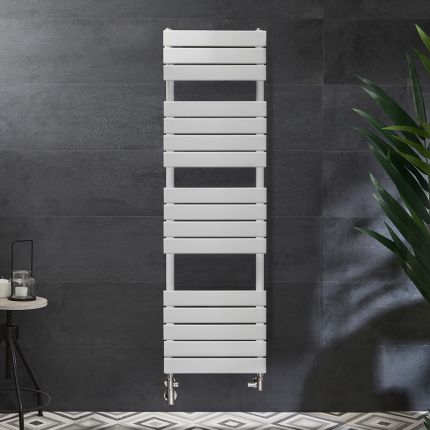 Milano Lustro Dual Fuel - Designer White Flat Panel Heated Towel Rail - 1500mm x 450mm