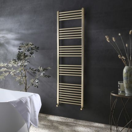 Milano Orelia - Brushed Brass Flat Heated Towel Rail - 1600mm x 500mm