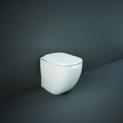 RAK Illusion - Gloss White Modern Rimless Back to Wall Toilet with Soft Close Seat