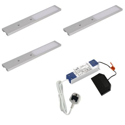 VEW Pulsar Mini - Ultra-Thin LED Cabinet Spotlight - 3-Light Kit (Includes Power Driver) - Choice of Finish & Temperature