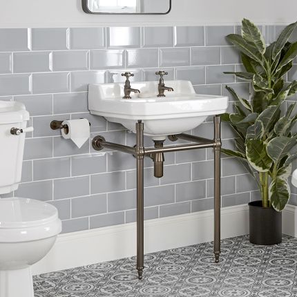 Milano Richmond - 560mm Traditional Basin and Washstand - Oil Rubbed Bronze (2 Tap-Holes)