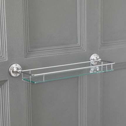 Milano Elizabeth - Traditional Glass Bathroom Shelf with Chrome Frame