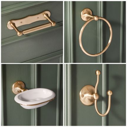 Milano Elizabeth - Traditional 4 Piece Brushed Brass Bathroom Accessory Pack