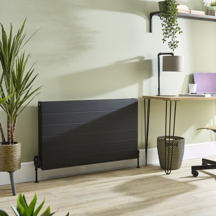 Milano Alora - Black Horizontal Flat Panel Type 22 Convector Radiator - 600mm Tall - Choice of Width