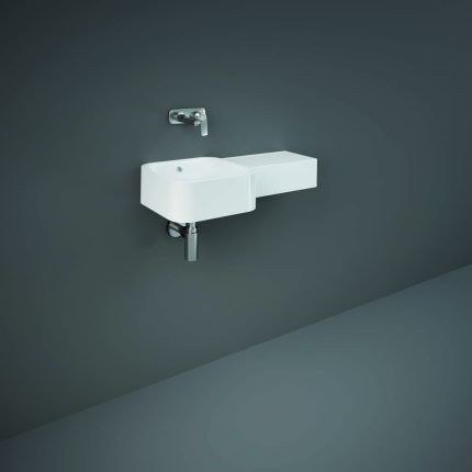 RAK Petit - Gloss White Modern Square Wall Hung Basin - Right Hand - 765mm x 360mm (0 Tap-Holes)